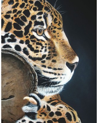 détail peinture acrylique léopard réaliste – Le repos du guerrier – Cindy Muraille