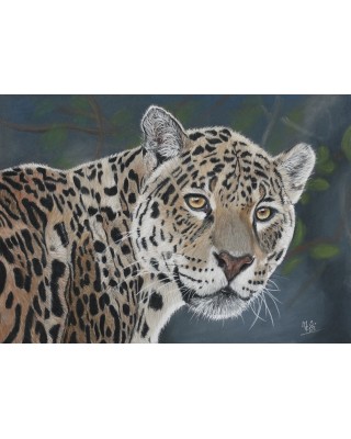 portrait léopard réaliste pastel – Sur ses gardes – Cindy Muraille