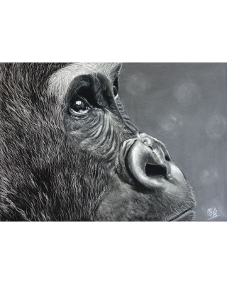 portrait gorille réaliste pastel – Le regard de l’âme – Cindy Muraille