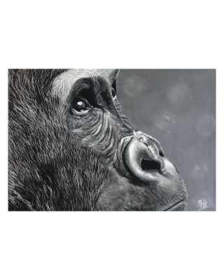 Reproduction d'un portrait gorille réaliste pastel – Le regard de l’âme – Cindy Muraille