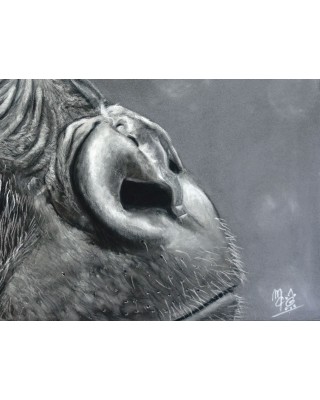 zoom signature portrait gorille réaliste pastel – Le regard de l’âme – Cindy Muraille