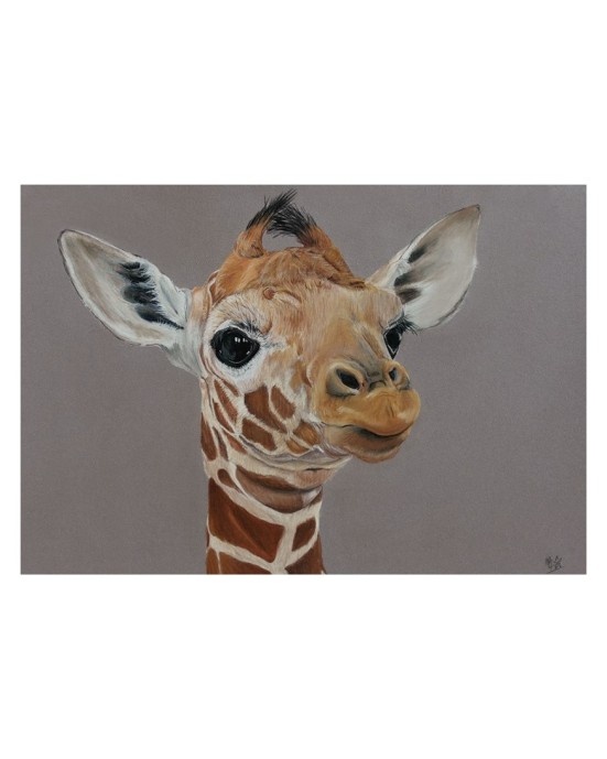 carte postale girafon réaliste pastel – Cindy Muraille