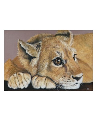 Reproduction d'un portrait lionceau réaliste pastel – L'âme du petit roi – Cindy Muraille