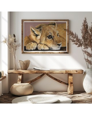 Situation d'un portrait lionceau réaliste pastel – L'âme du petit roi – Cindy Muraille