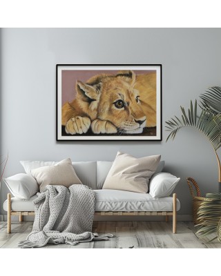 Situation d'un portrait lionceau réaliste pastel – L'âme du petit roi – Cindy Muraille
