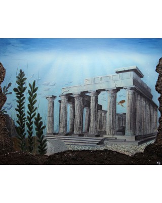 peinture tortues sous l’eau ruines grecques – L’Atlantide – Cindy Muraille