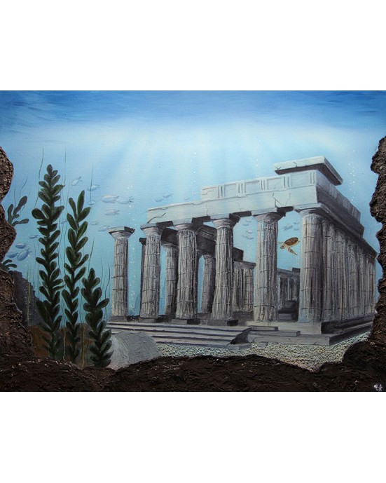 peinture tortues sous l’eau ruines grecques – L’Atlantide – Cindy Muraille